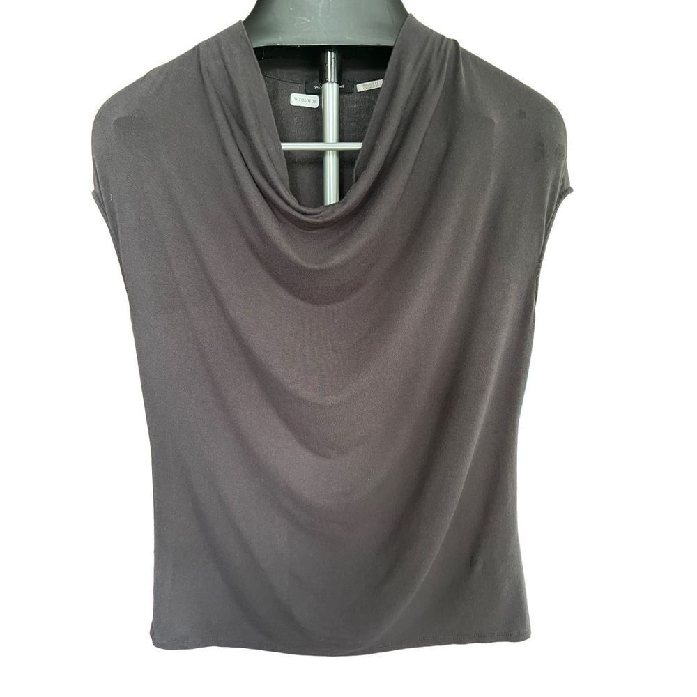 Saks Fifth Ave. Women’s Top Shirt Blouse SZ M Cowl Neck Short Sleeve